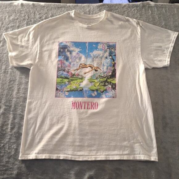 LIL NAS X Montero Vinyl CD Cover Double Sided Track List White T-Shirt XL White - Picture 1 of 8